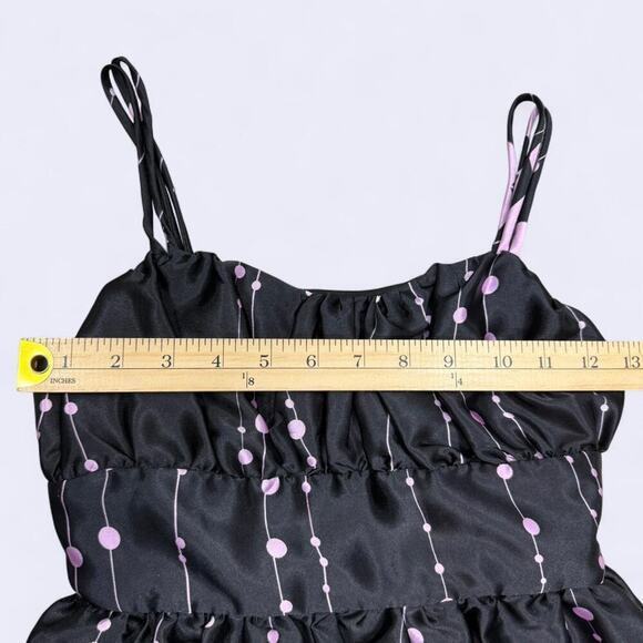 Y2K Secret Charm Junior 10 Babydoll Bubble Mini Dress Black Purple Party Floral - Picture 6 of 8